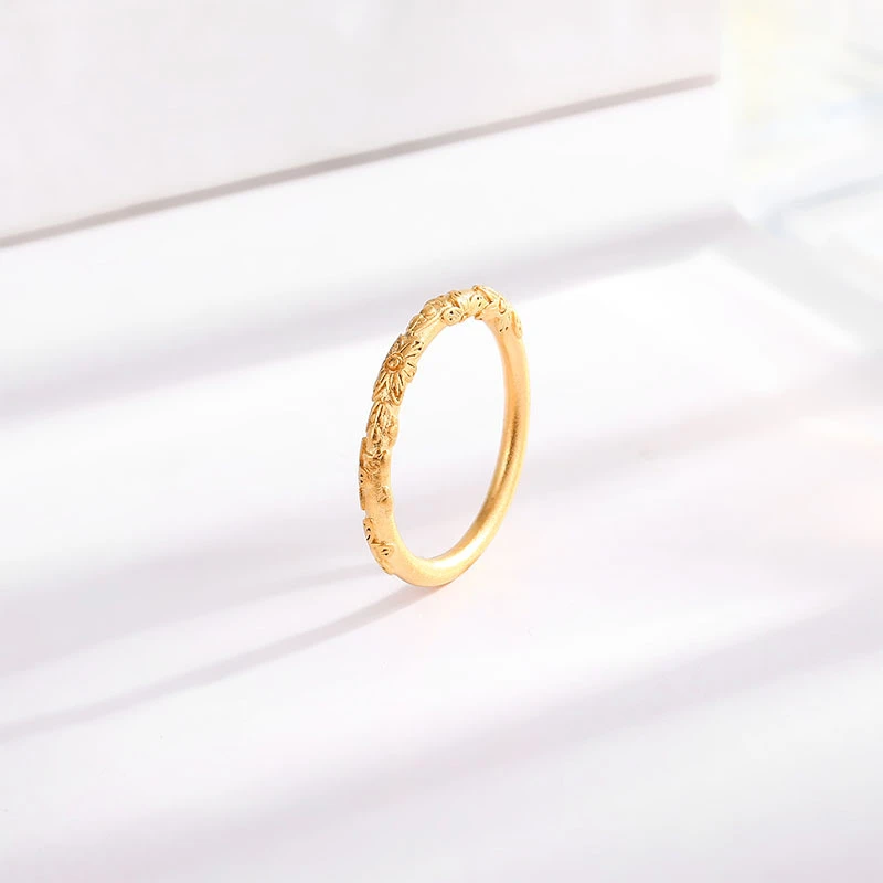 铜合金亚克力戒指新款简约古法紫荆花戒指女网红高级气质指环情侣