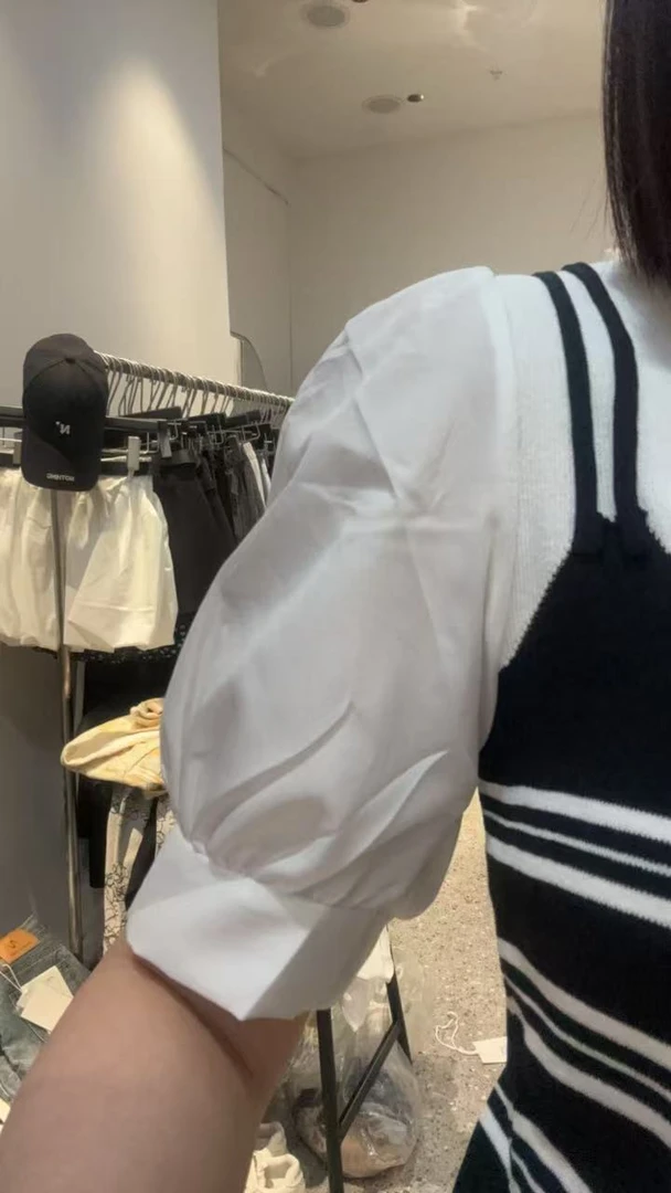 夏季雪纺拼冰线上衣15531