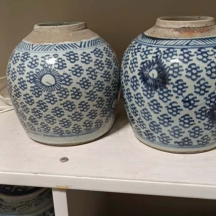 摆件青花陶瓷摆件双喜临门罐罐