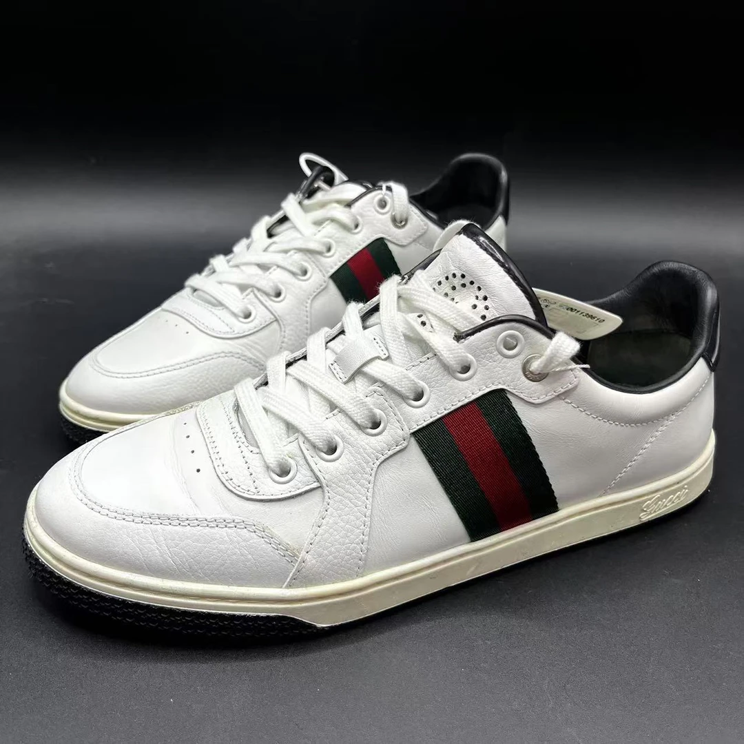 【聚星折扣】GUCCI/古驰 男士时尚白色低帮板鞋39.5欧码lo200s