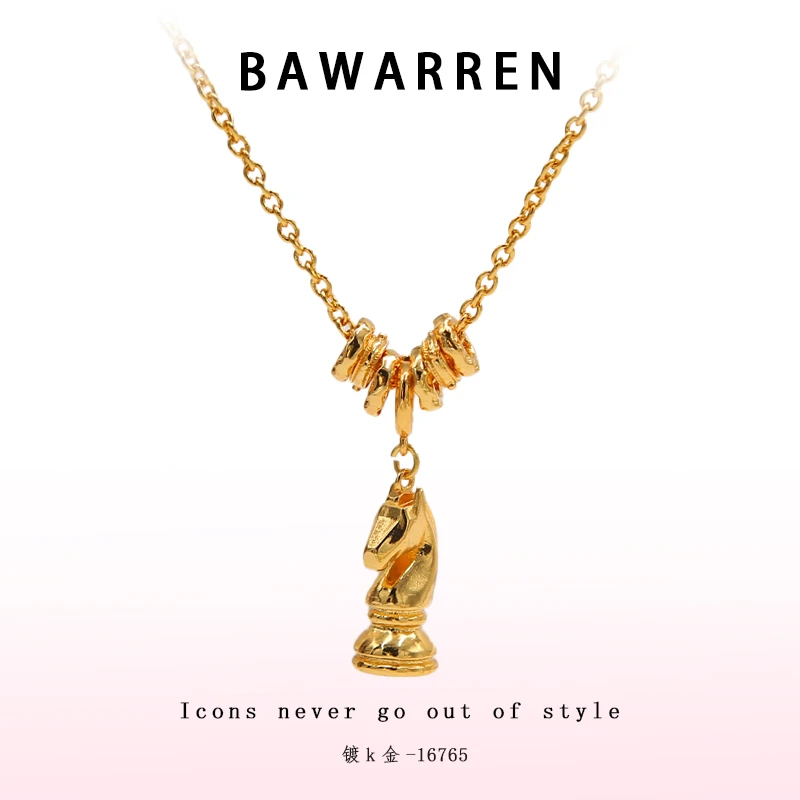 Bawarren 16765-【骑士马】生肖马精致项链优雅百搭