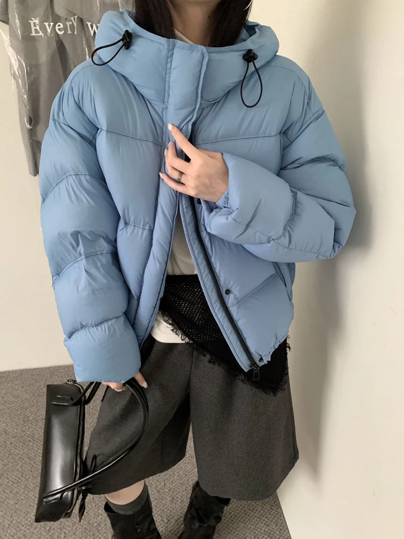 CHICEASE 挪威冬日 蓝色短款羽绒服女2025年冬季高级感面包服外套