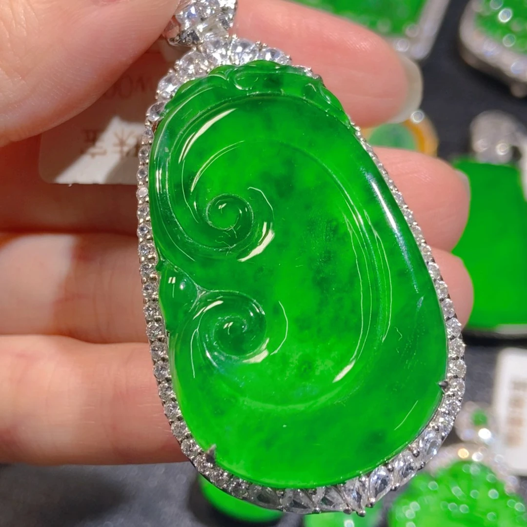 翡翠银S925镶嵌吊坠(不含链)