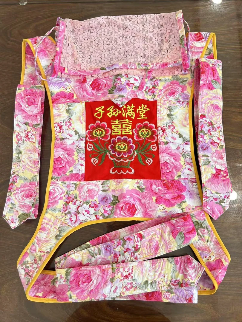 手工精美款 荷花针 牡丹花 子孙满堂 广东传统婴儿四爪背带 大号