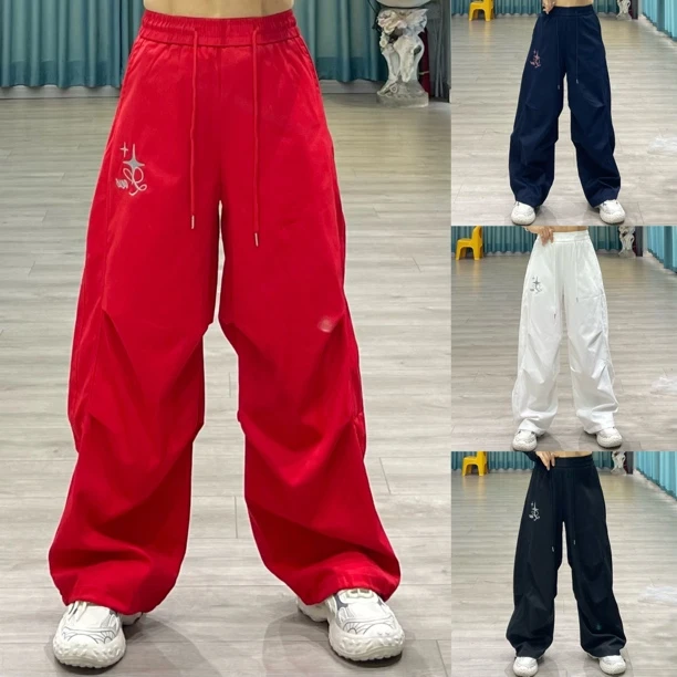 CX-565天丝水洗棉刺绣宽松大版休闲裤