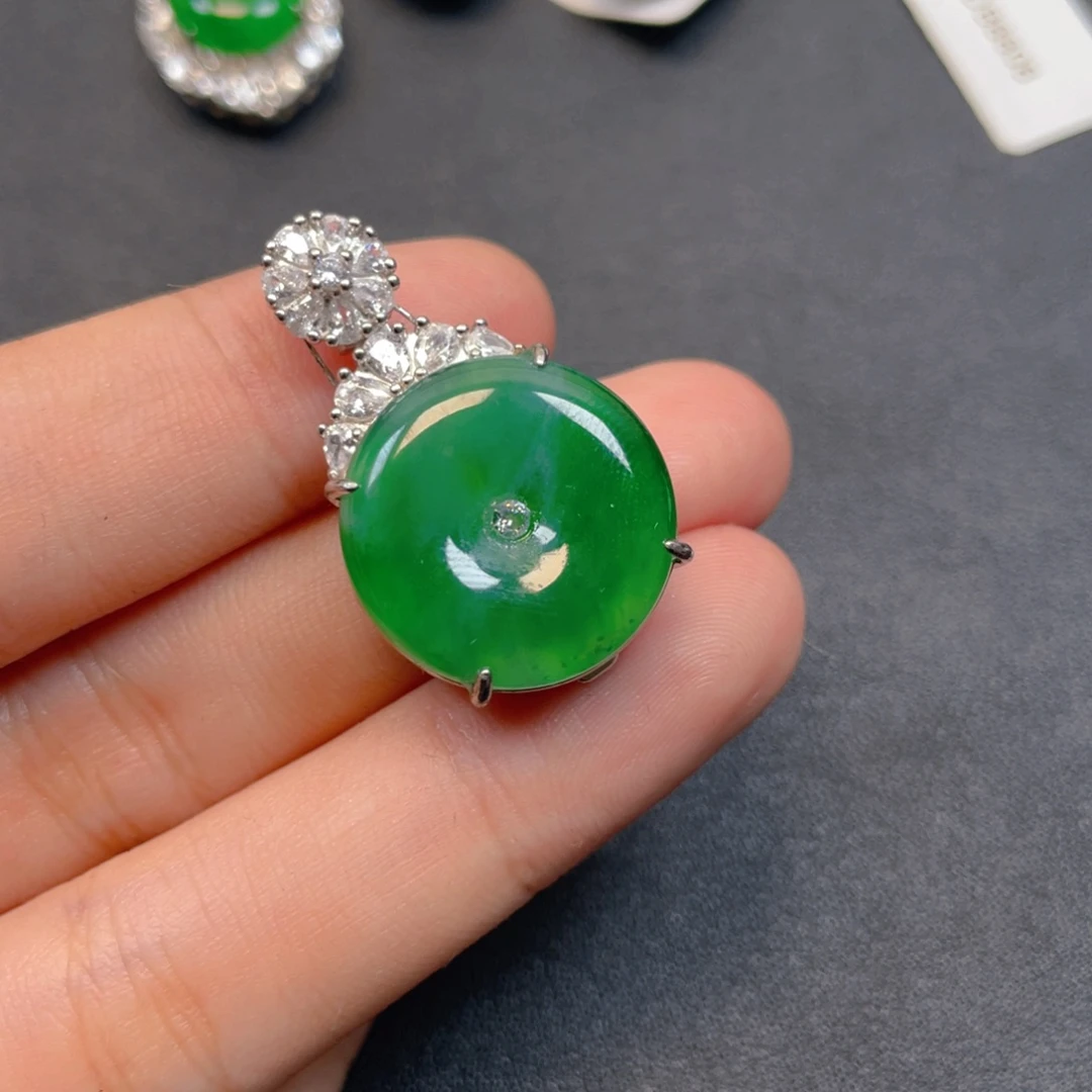 翡翠银S925镶嵌吊坠(不含链)