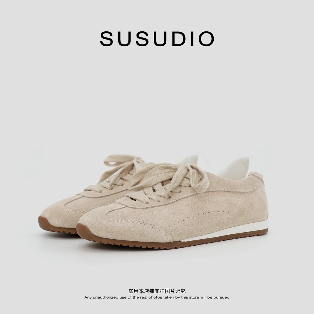 SUSUDIO 牛反绒皮 金智秀同款轻便老钱风薄底休闲鞋 80022