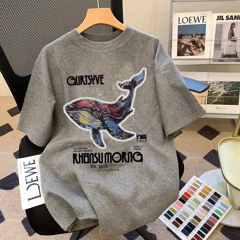 轻奢痞帅~外贸清仓美式复古纯棉短袖t恤男ins潮街头半袖宽松上衣