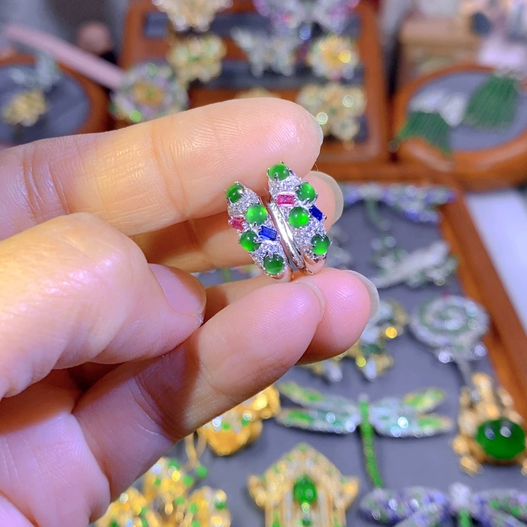 颈饰银S925镶嵌翡翠