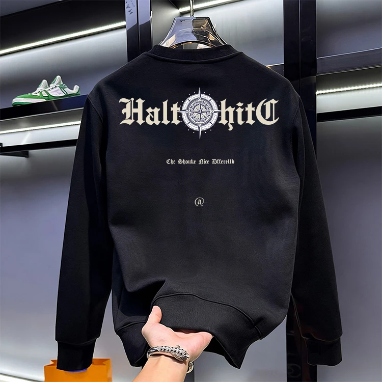 2025秋冬新款爆款圆领卫衣男款潮流休闲男士加绒加厚保暖长袖上衣