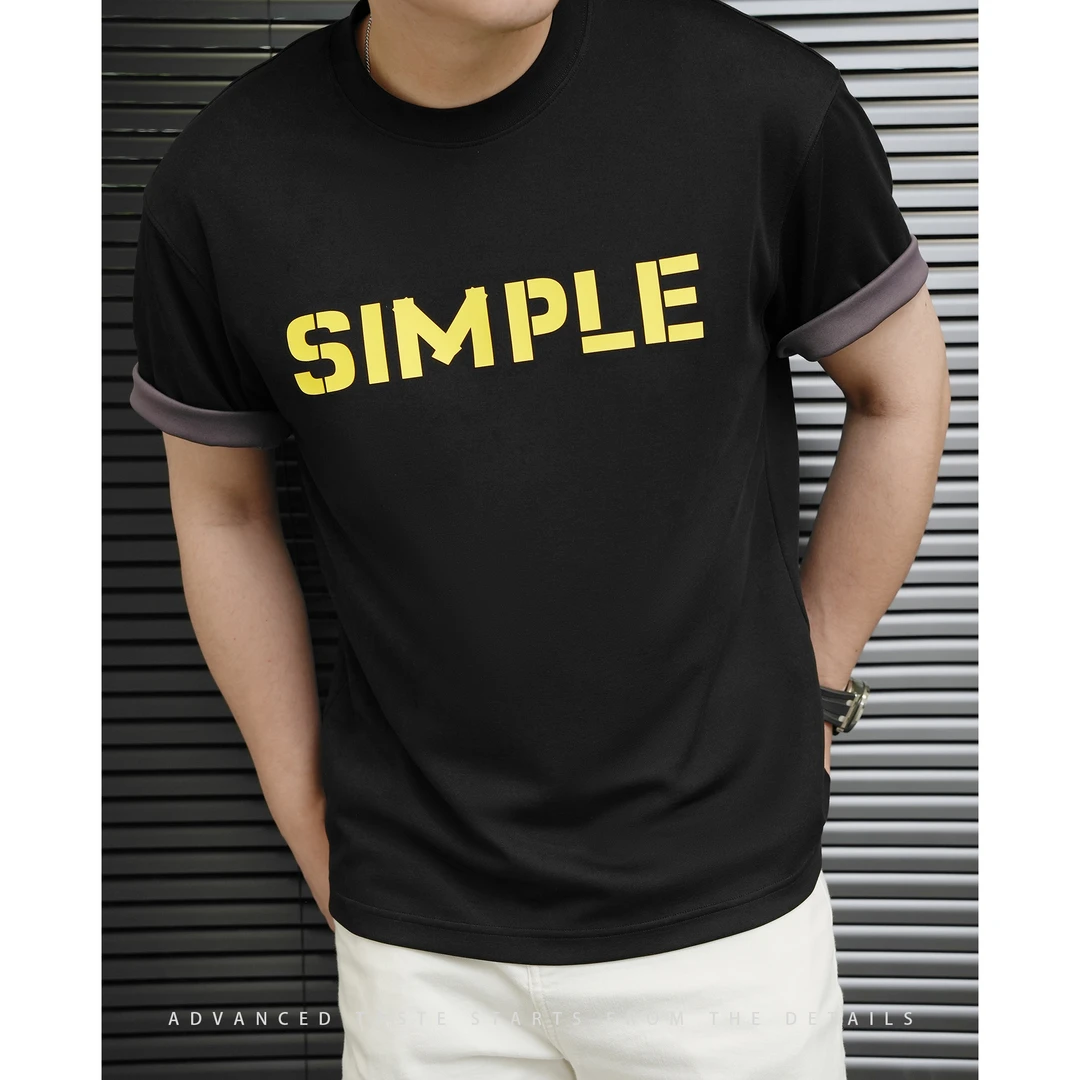 【大头叔叔】夏季莫代尔字母印花透气休闲圆领男T恤短袖DDT2183