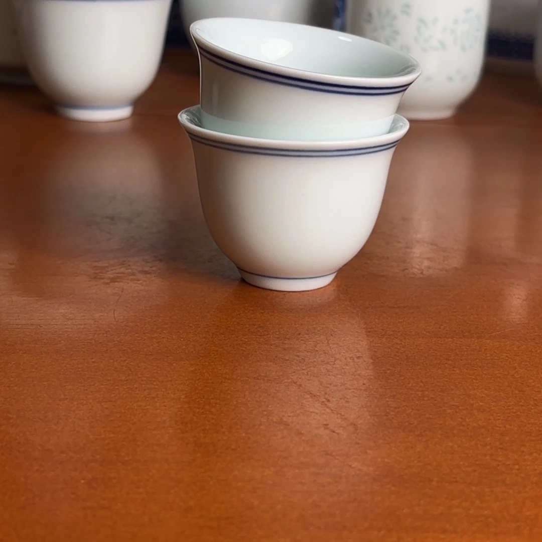 瓷蓝线酒杯50毫升2个装