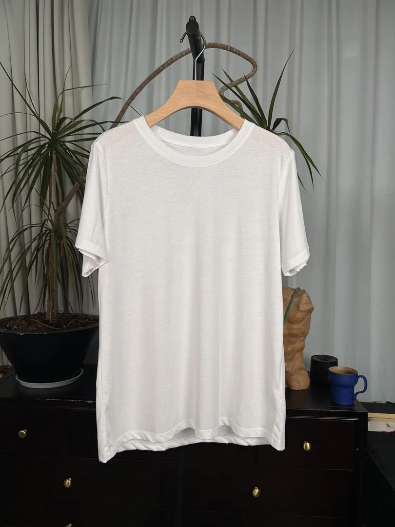 【十九服饰】高订通勤百搭磨毛基础款白T恤