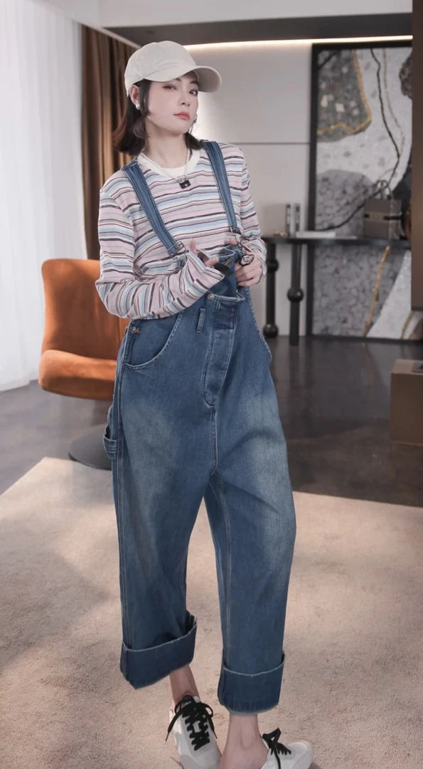 BANINGNA-2025欧货夏季设计款时尚粉粉条纹拼色T恤-55150