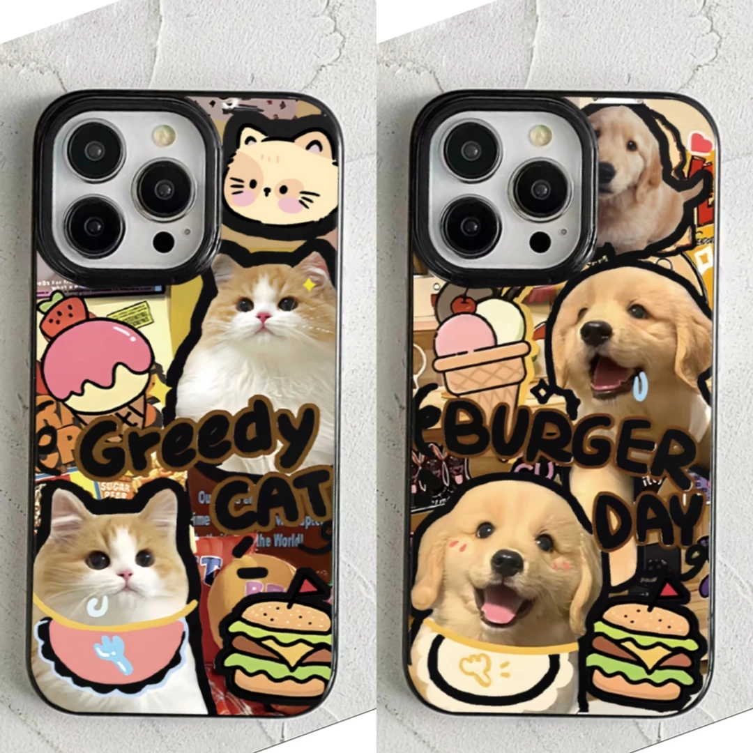 奥菲顿趣味汉堡猫狗适用苹果16/15pro果冻手机壳华为vivo小米oppo