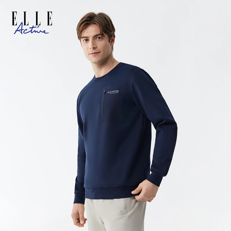 ELLE Active【轻量双面布】圆领卫衣男装经典百搭户外运动休闲上衣