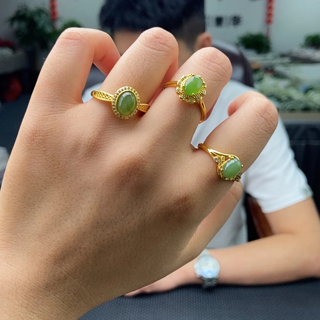 和田玉戒指未镶嵌颜色多样性发拍一发一