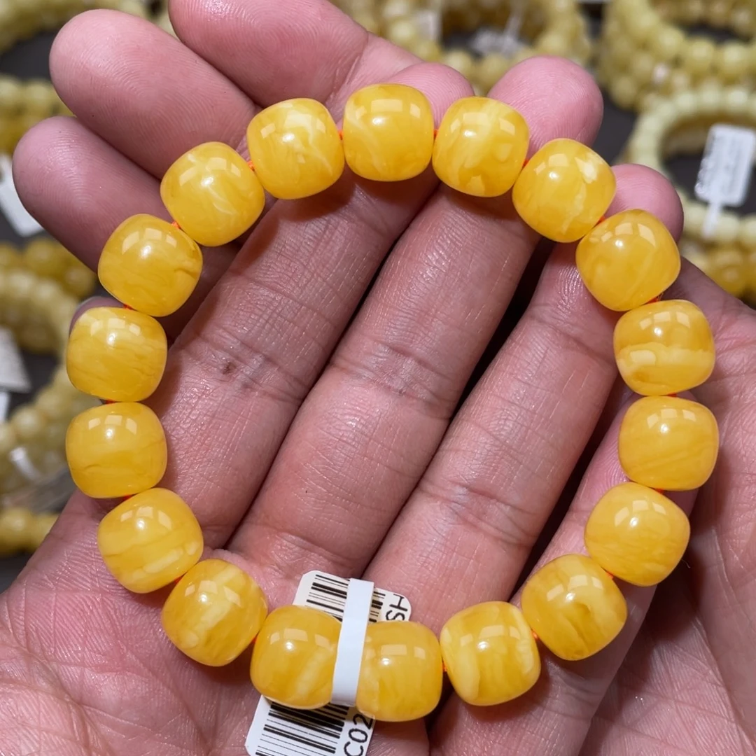 蜜蜡未镶嵌珠宝奇石12mm焦皮同料虎皮老型手串20.1