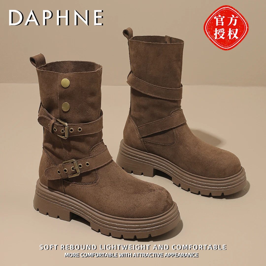 达芙妮美拉德马丁靴女士2025秋季新款骑士靴新疆小短靴西部牛仔靴