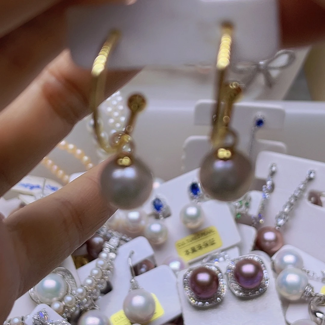 吊坠或者耳钉银S925镶嵌淡水珍珠