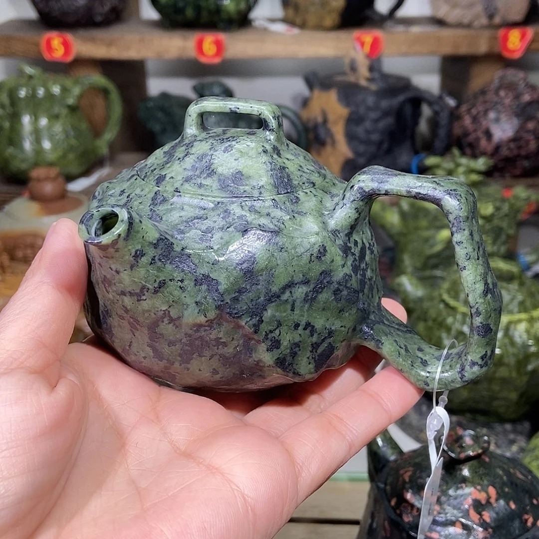 时***~蛇纹石玉藏玉随形壶200CC