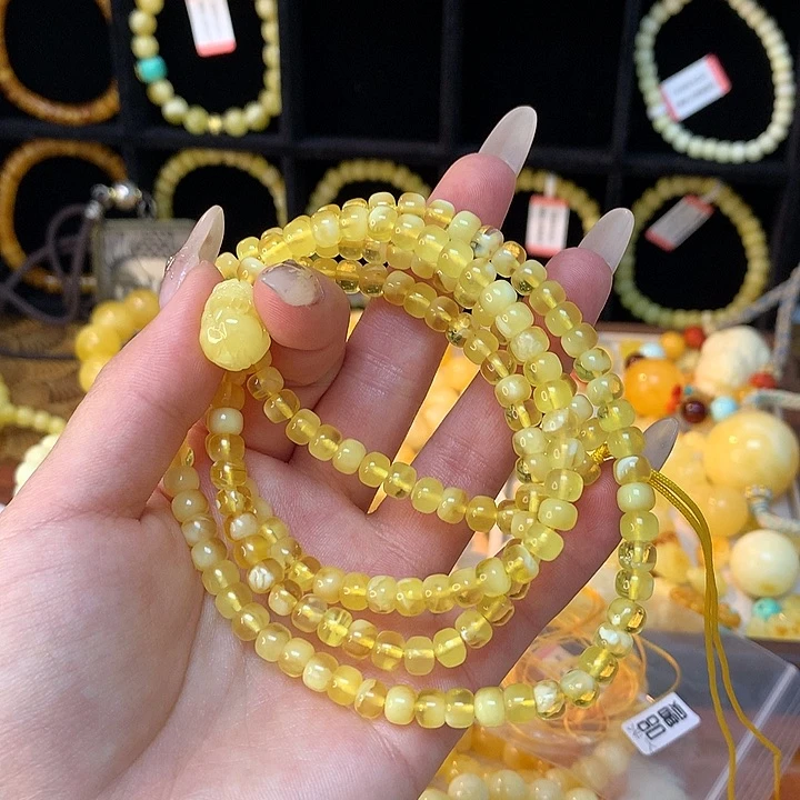 琥珀手链未镶嵌丫**欢蜜蜡手串素圈