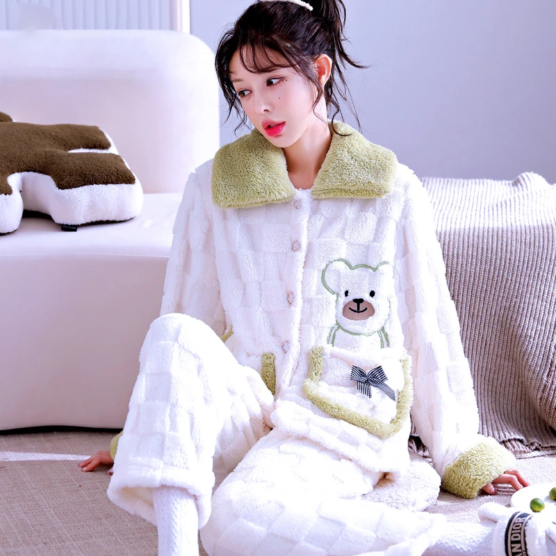 无印心匠D126  新款睡衣女长袖韩系套装家居服可出门外穿 K1215