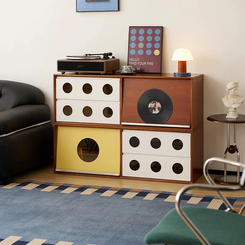 包豪斯实木书柜家用模块组合收纳柜中古风小户型储物展示柜