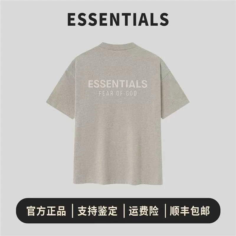 Essentials SS25  胸前皮标徽标舒适宽松圆领短袖T恤男女同款