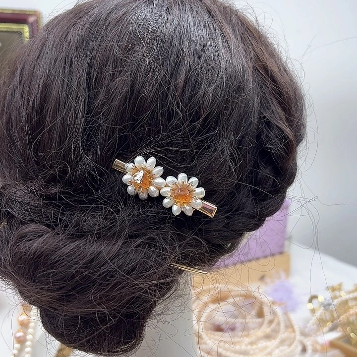 淡水珍珠发饰银S925镶嵌