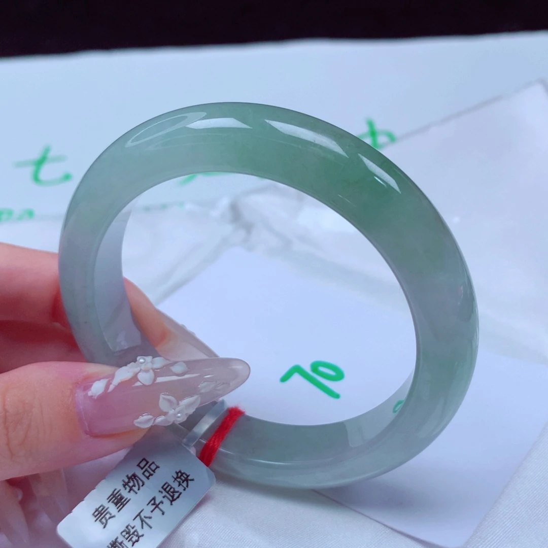 未镶嵌手镯翡翠天然缅甸翡翠A货手镯 70号