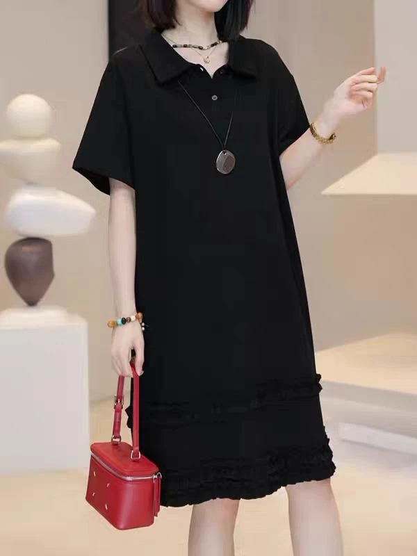 2590   polo领花边连衣裙