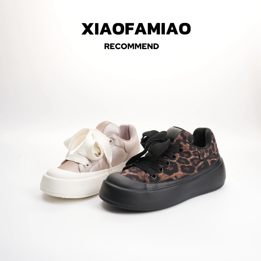 小发喵超火豹纹时尚潮流休闲板鞋2024秋季新款街头系带鞋子