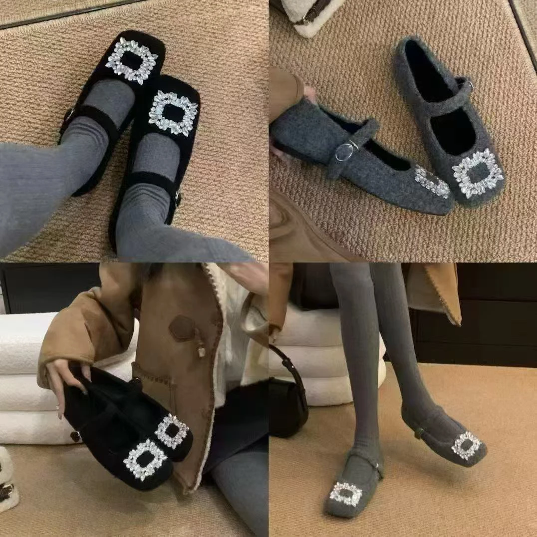 温柔仙女风平底法式气质保暖毛毛鞋