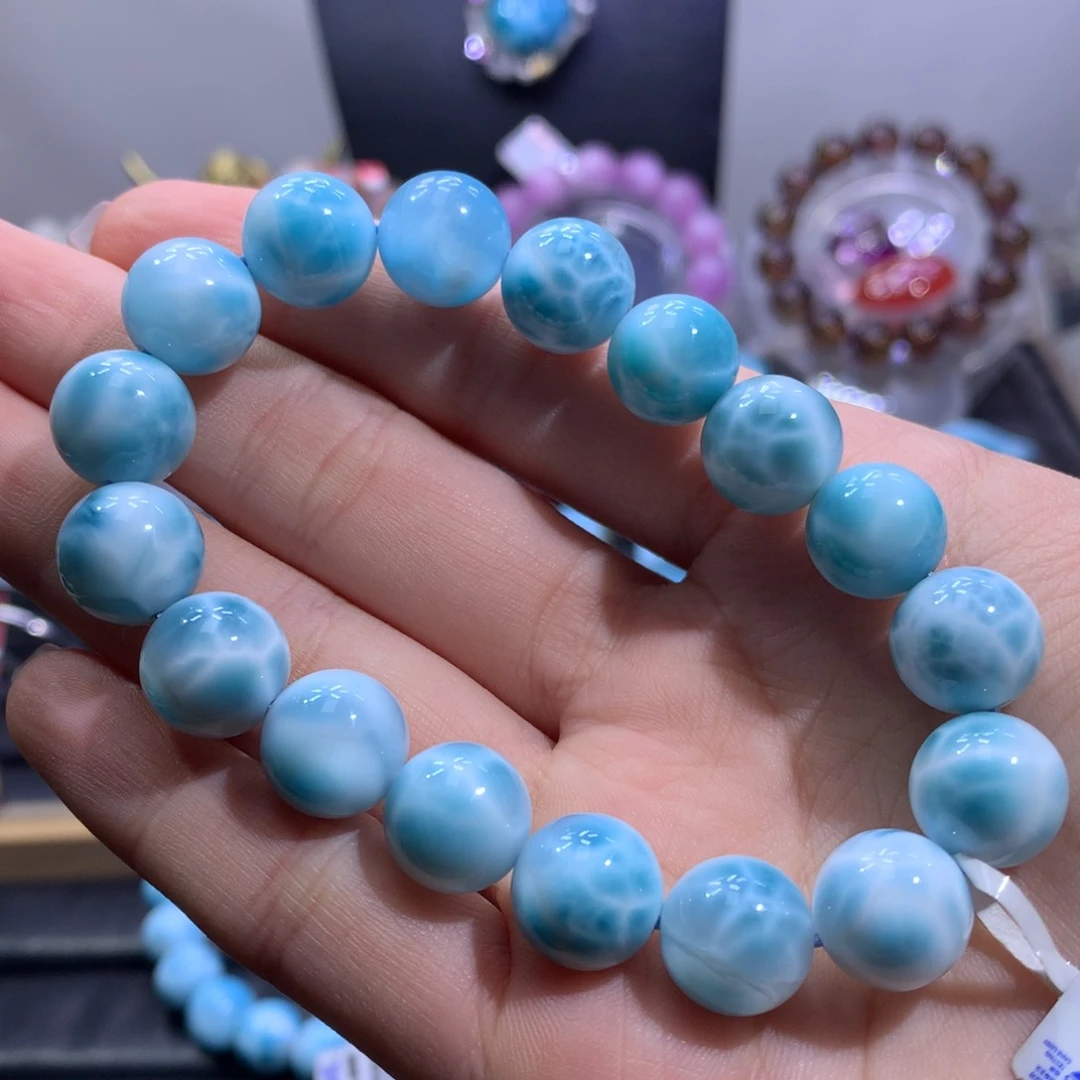 针钠钙石（海纹石）未镶嵌手链性价比11.8mm手串 色差略异