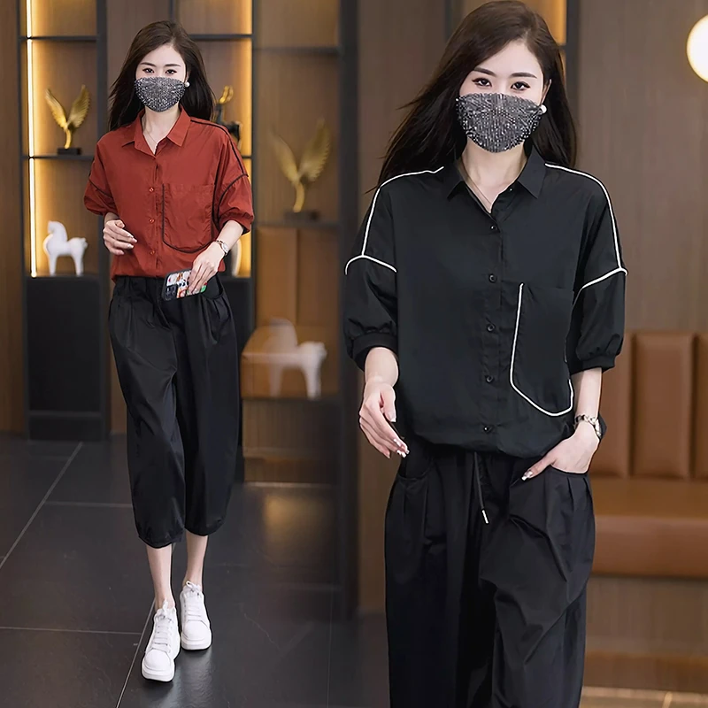 2025夏季时尚新款洋气运动套装宽松遮肉高级设计感气质百搭两件套