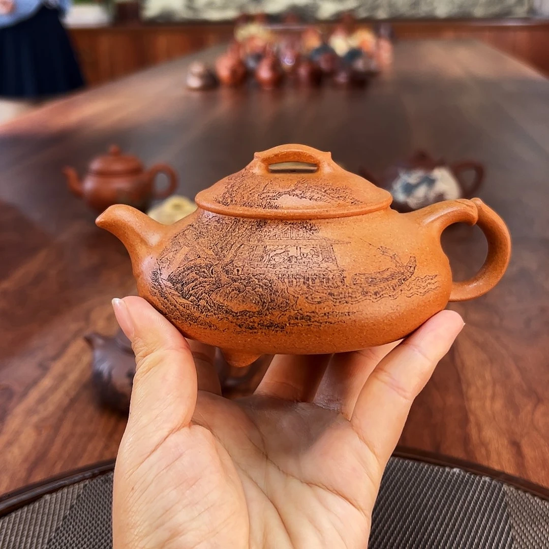 日***心茶壶紫砂寒山雪霁图