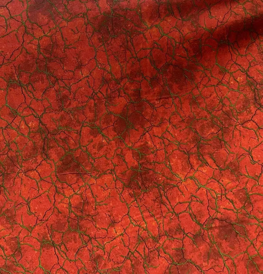 玉锦系.红色龟裂纹正品人造棉绵绸服装面料