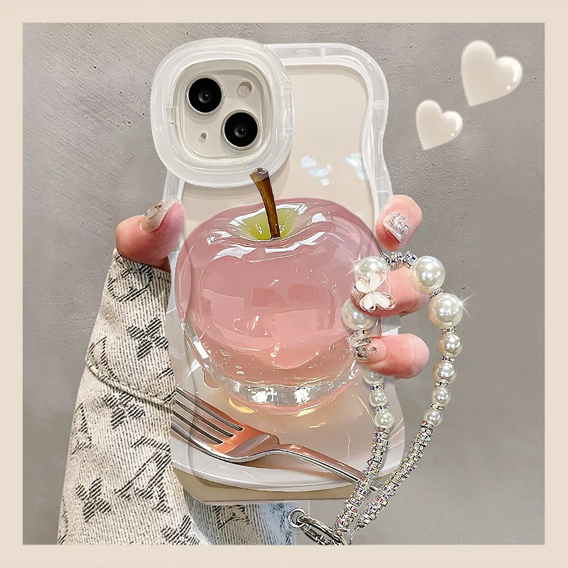 水晶苹果适用苹果15oppo华为vivo小米15iPhone16pro双支架手机壳