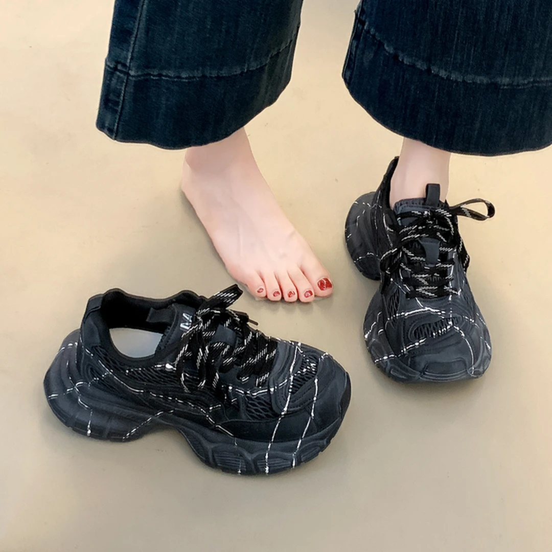 欧货厚底老爹鞋女2025秋季新款网红爆款增高小个子透气运动休闲鞋