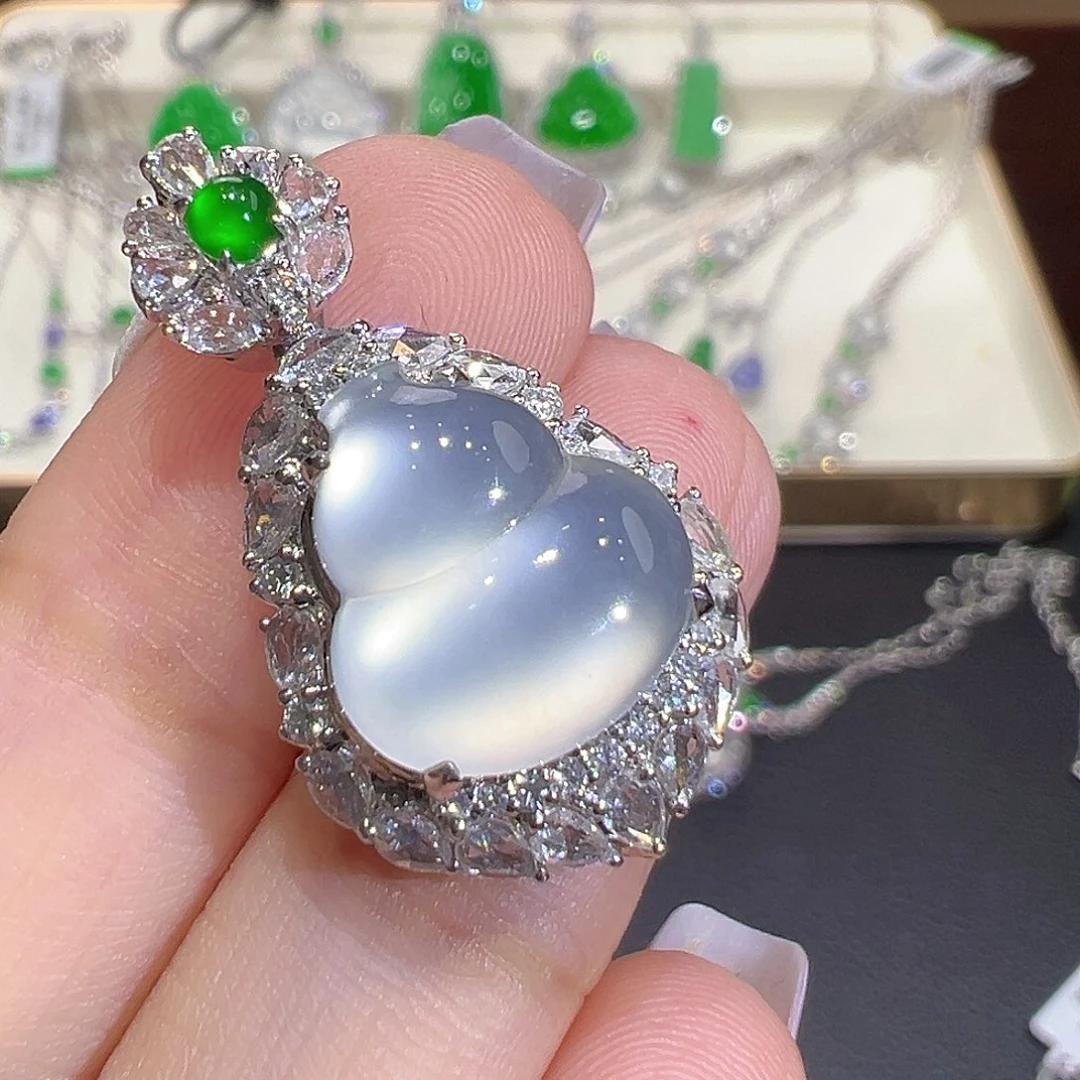 翡翠18K金镶嵌吊坠(不含链)翡翠