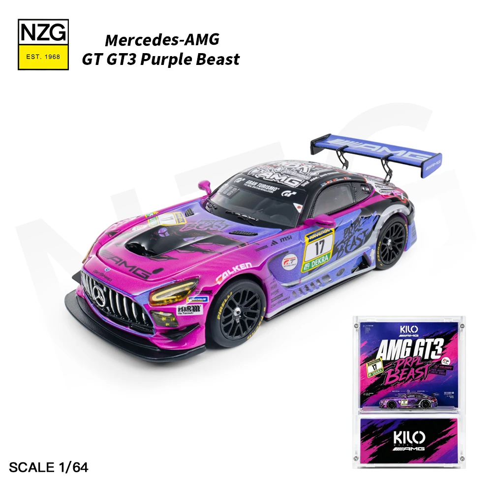 NZG梅赛德斯奔驰AMG GT3紫色怪兽纽博格林1:64合金车模Kiloworks
