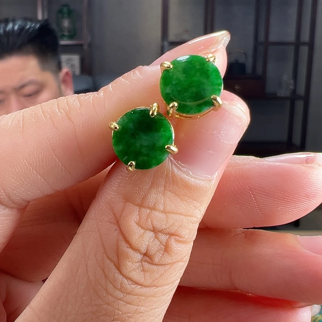 翡翠银S925镶嵌耳饰耳环87
