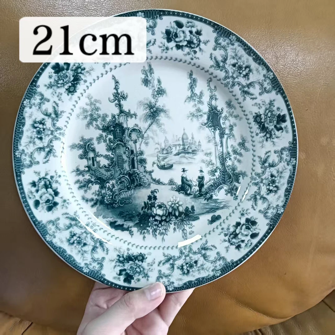 欧洲名画 绿色城堡 圆盘 21cm