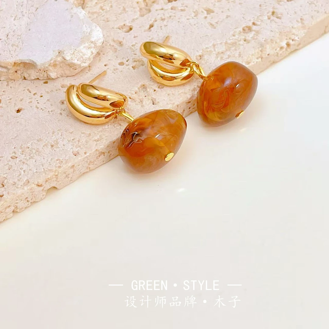 铜合金耳饰 【美拉德耳坠】轻奢个性百搭新款简约时尚设计师-B07