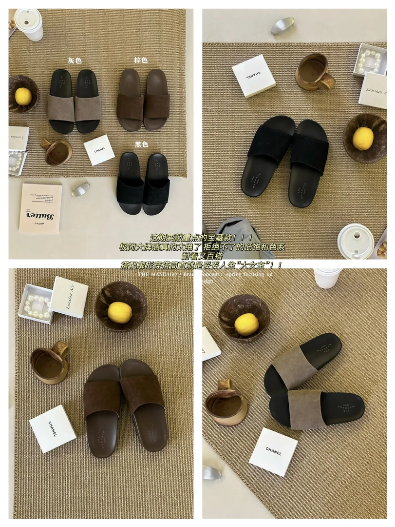 【NO退NO换】鑫燃KIKI 真皮时尚复古极简风一字带拖鞋 AB-25 MDG