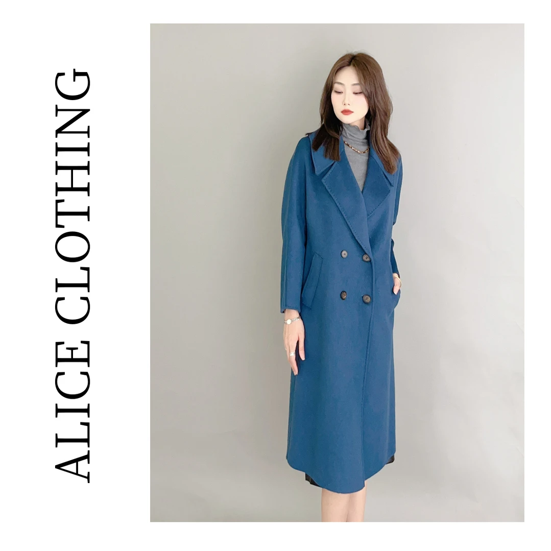 5 ALICE 大约在冬季羊毛大衣简约双排扣 显瘦茧型 S2134860T