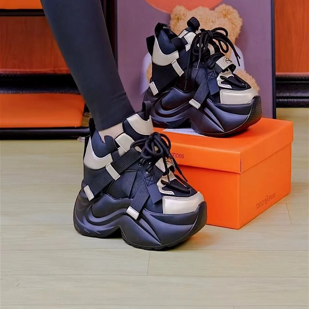 环球运动【奥莱断码】内增高小个子老爹鞋女秋新款韩版百搭拼色厚底