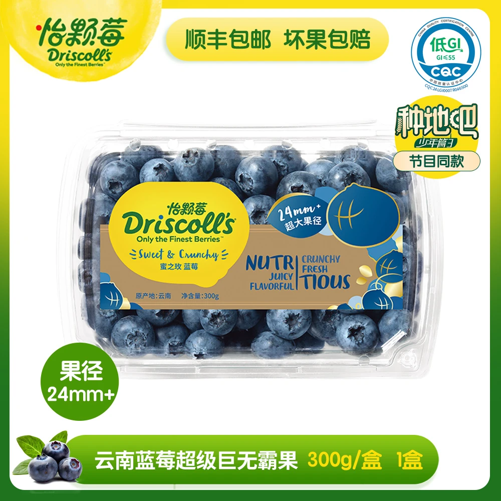 Driscoll’s怡颗莓宝石蓝莓24mm+*1盒*300克每盒种地吧同款