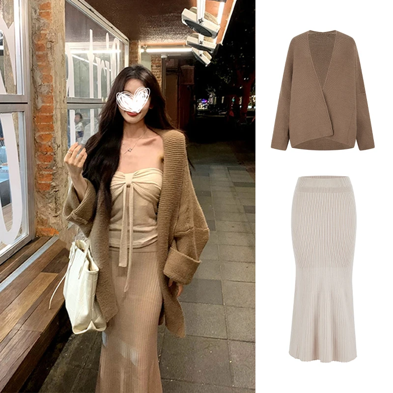 Moses Queen/魔西女王慵懒风针织开衫外套秋冬宽松显瘦松弛感毛衣